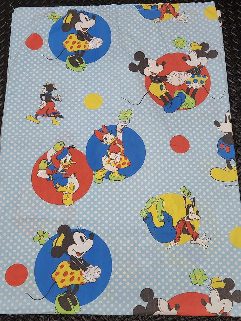 Vintage Disney Mickey Mouse Minnie Twin Sheet Wamsutta Polka Dot Retro